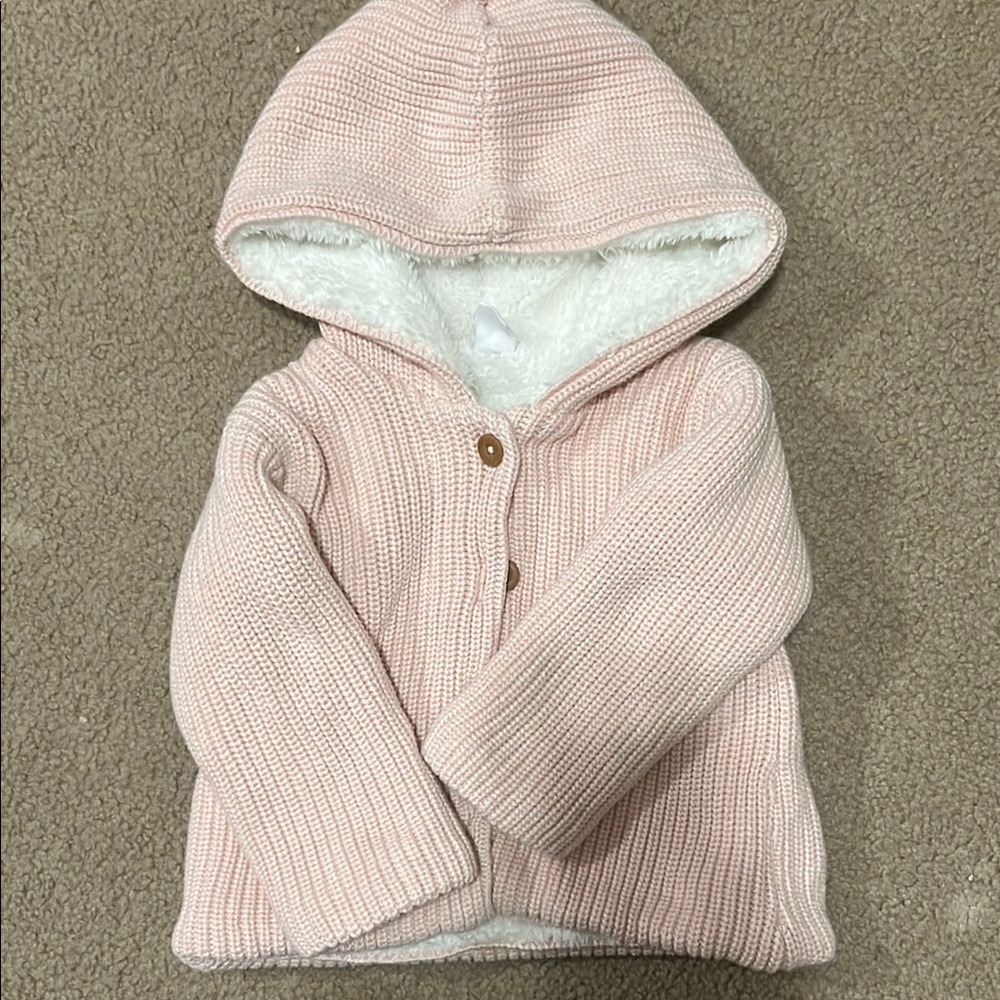 Pink Hooded Knit Baby Jacket